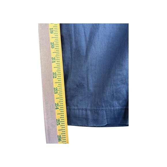 Chicos Crop Cargo Pants Blue Linen Blend Elastic Waist Women Size 25 - Picture 4 of 7